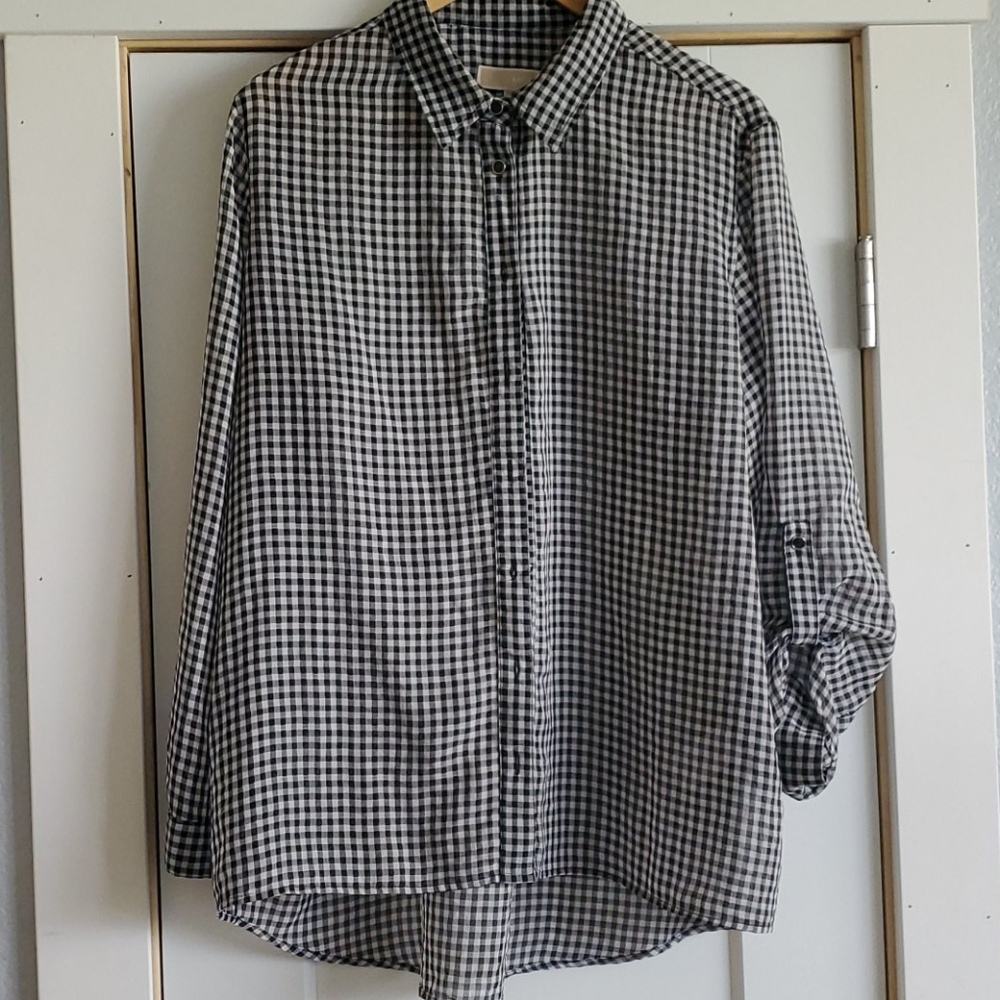 Michael kors gingham button up top